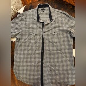 Murano Black and Gray Checkered Button Down Shirt